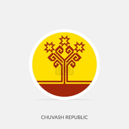 Illustration for Chuvashia round flag icon with shadow. - Royalty Free Image