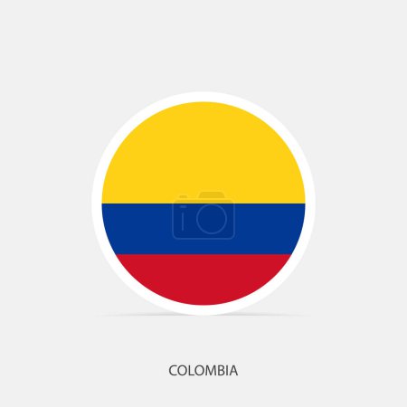 Colombia icono de bandera redonda con sombra.