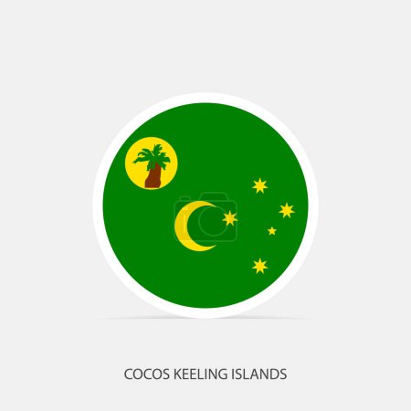 Téléchargez les illustrations : Icône drapeau rond des îles Cocos Keeling avec ombre. - en licence libre de droit