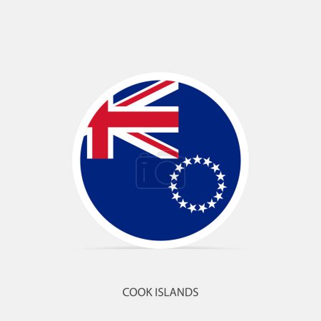Illustration for Cook Islands round flag icon with shadow. - Royalty Free Image