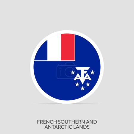 Illustration for French Southern & Antarctic Lands round flag icon with shadow. - Royalty Free Image