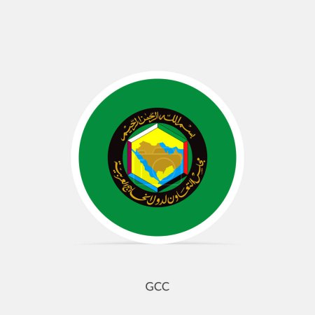 Illustration for GCC round flag icon with shadow. - Royalty Free Image