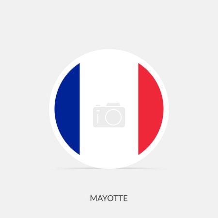 Téléchargez les illustrations : Icône drapeau rond Mayotte avec ombre. - en licence libre de droit