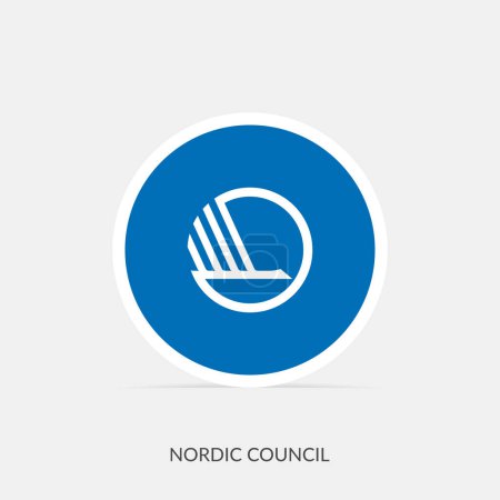 Illustration for Nordic Council round flag icon with shadow. - Royalty Free Image