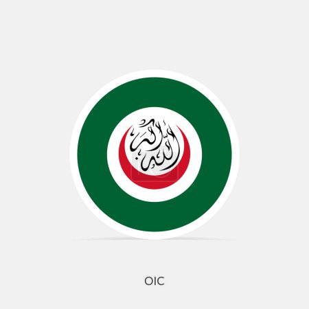 Ilustración de OIC icono de bandera redonda con sombra. - Imagen libre de derechos