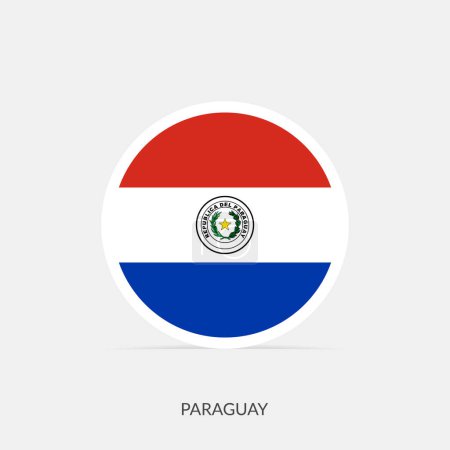Icône drapeau rond Paraguay avec ombre.