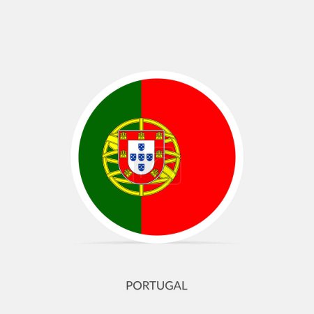 Illustration for Portugal round flag icon with shadow. - Royalty Free Image