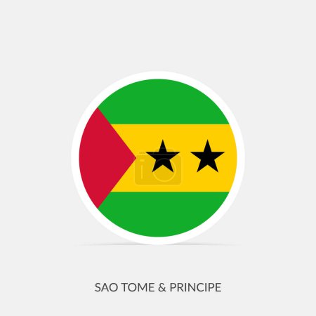 Téléchargez les illustrations : Icône drapeau rond Sao Tomé & Principe avec ombre. - en licence libre de droit