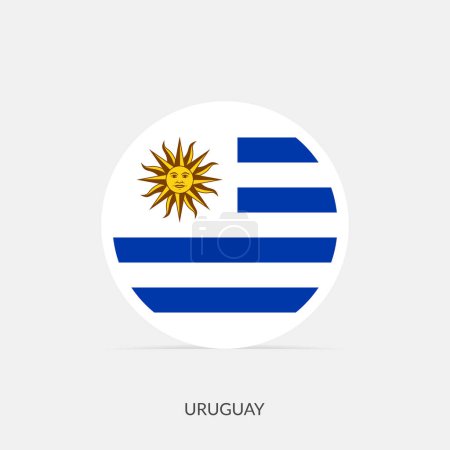 Téléchargez les illustrations : Icône drapeau rond Uruguay avec ombre. - en licence libre de droit