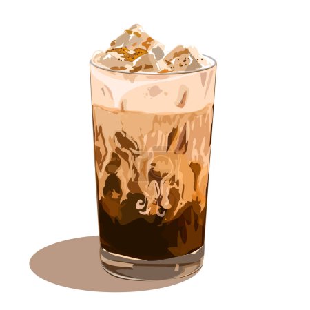 Rafraîchissant café glacé avec illustration vectorielle de la nourriture crème pour le menu dans un café'
