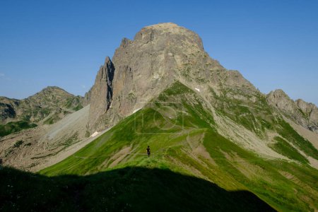 Midi d'Ossau peak, 2884 meters, from Saoubiste peak,  Pyrenees National Park, Pyrenees Atlantiques, France