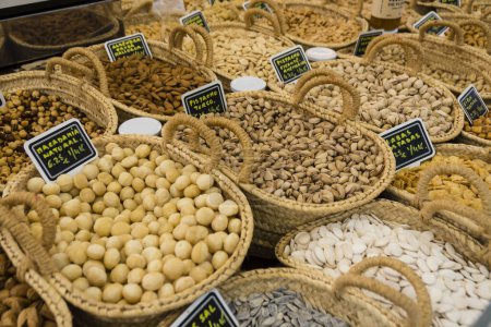 Photo for Typical nuts, weekly market, Inca,  capital of the region of Raiguer, Mallorca, balearic islands, spain, europe - Royalty Free Image
