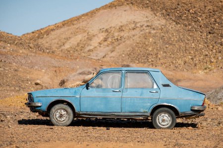 Photo for Renault R12 blue, Tourza, antiatlas, Morocco, Africa - Royalty Free Image