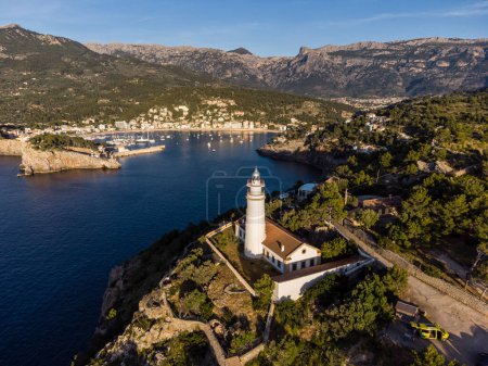 Photo for Cap Gros lighthose, Soller port, Mallorca, Balearic Islands, Spain - Royalty Free Image