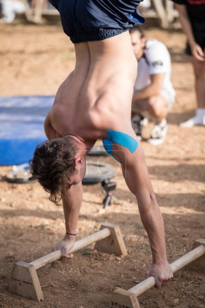 Photo for Young people in calisthenics competition, Llucmajor, Majorca, Balearic Islands, Spain - Royalty Free Image