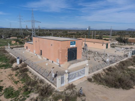 Photo for Cala Blava substation, electrical network of Spain, Llucmajor, Mallorca, Balearic Islands, Spain - Royalty Free Image