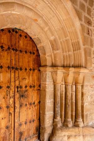 Photo for Doorway on the south wall, Romanesque church of Jodra del Pinar, San Juan Bautista ,  Guadalajara, Spain - Royalty Free Image
