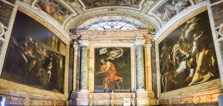 Téléchargez les photos : Capilla Contarelli, peintures réalisées par le maître baroque Caravage, église San Luigi dei Francesi, Rome, Latium, Italie - en image libre de droit