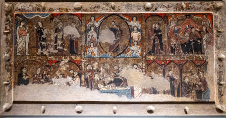 Photo for Altar frontal of Santa Maria de Iguacel, XIII century, tempera painting on pine wood, Diocesan Museum of Jaca, Huesca, Spain - Royalty Free Image