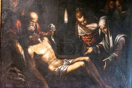 Photo for Descent, 17th century, oil on canvas, comes from the cathedral of San Pedro de Jaca, Diocesan Museum of Jaca, Huesca, Spain - Royalty Free Image