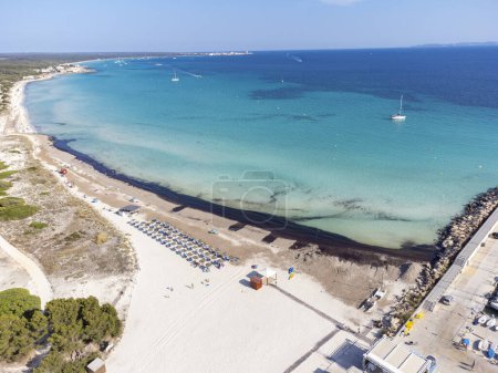 Foto de Playa de Sa Rapita vista aérea, Campos, Mallorca, Islas Baleares, España - Imagen libre de derechos