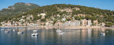Photo for Anchored boats, Soller port, Mallorca, Balearic Islands, Spain - Royalty Free Image