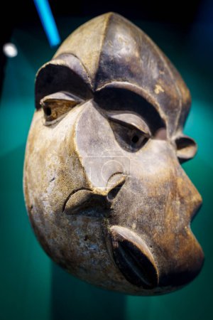 Photo for African sick mask, Pende del Zaire ethnicity, 19th century, polychrome wood, Sa Bassa Blanca Museum (msbb - Royalty Free Image