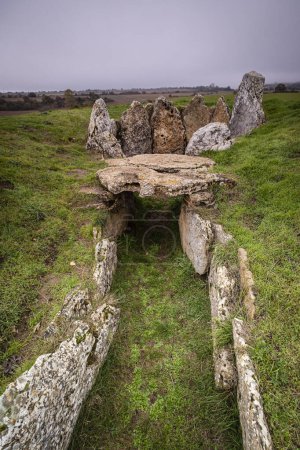 Photo for Dolmen of the Cotorrita, Neolithic burial chamber, municipality of Los Altos, Las Merindades, Burgos, Spain - Royalty Free Image
