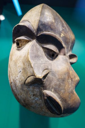 Photo for African sick mask, Pende del Zaire ethnicity, 19th century, polychrome wood, Sa Bassa Blanca Museum (msbb - Royalty Free Image