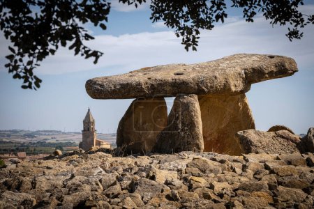 Photo for Dolmen Chabola de la Hechicera, neolithic, Elvillar, Alava, Basque Country, Spain - Royalty Free Image