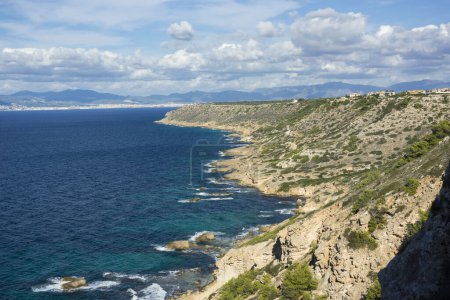 Photo for Cliffs of Na Caretes, Llucmajor, bay of Palma, Balearic Islands, Spain - Royalty Free Image