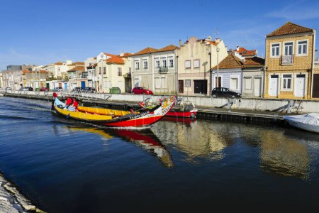 Photo for Moliceiro en el canal de San Roque, Aveiro, Beira Litoral, Portugal, europa - Royalty Free Image