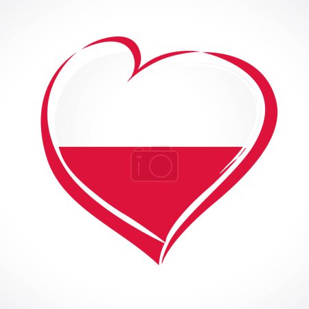 Ilustración de Love Poland emblem. Polish flag in heart shape, creative icon. Vector illustration - Imagen libre de derechos