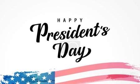 Illustration for Happy Presidents Day calligraphy and watercolor flag. President 's Day banner with grunge flag and lettering. Vector illustration - Royalty Free Image