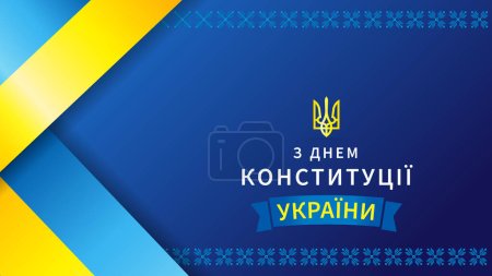 Illustration for Happy Constitution Day of Ukraine banner with flag and ribbon. Translate from Ukrainian - Constitution Day of Ukraine, 28 June. Vector poster design - Royalty Free Image