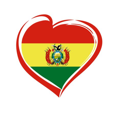 Téléchargez les illustrations : L'emblème du drapeau bolivien. Joyeuse fête de l'indépendance de la Bolivie, carte de vacances. Illustration vectorielle - en licence libre de droit