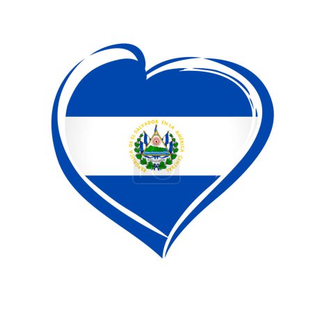 Ilustración de Me encanta El Salvador, emblema de la bandera. 15 de septiembre, Feliz Día de la Independencia de El Salvador. Ilustración vectorial con bandera nacional en forma de corazón - Imagen libre de derechos