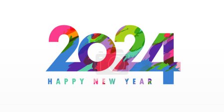 Illustration for 2024 Happy New Year, colorful numbers greeting concept. Creative colored number 2024. A Happy New Year greetings. Rainbow color design for poster, banner or calendar title concept. Vector template - Royalty Free Image