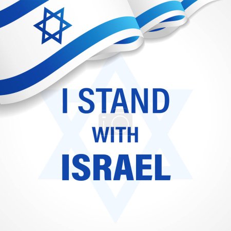 Ich stehe zu Israel. Patriotische 3D-Flagge des isolierten Landes auf weißem Hintergrund. Nach einem Angriff der Hamas wird Israel sein Volk und seine Zukunft schützen. Vektorillustration