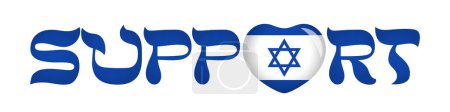 Illustration for Support Israel horizontal banner. Web button. Social media poster. Billboard design. We stand with Israel concept. 3D heart with state flag, creative icon. Isolated elements. Graphic template. - Royalty Free Image