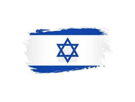 Illustration for Flag of Israel creative icon. Modern design. We stand with Israel banner element. State flag with brushing stroke clipping mask. Isolated sign. Graphic template. Trendy texture. - Royalty Free Image
