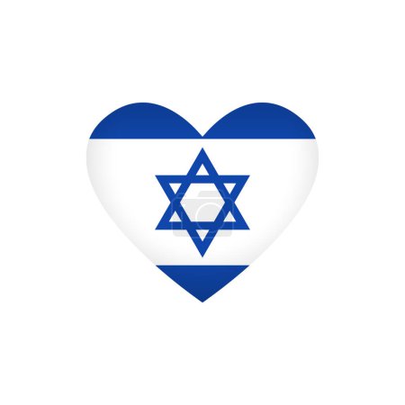 Illustration for Heart shape with flag of Israel. Creative logo with clipping mask. Love Israel icon concept. Sport or travel symbol. Internet button. Badge design. T shirt graphic. Emblem template. Welcome to Israel. - Royalty Free Image