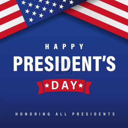 Illustration for Happy Presidents Day banner with flag and ribbon.Vector illustration - Royalty Free Image
