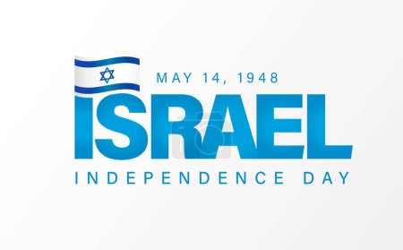Israel Independence Day - 14. Mai 1948 Schriftzug Banner. 76 Jahre Jom Ha 'atsmaut. Vektorillustration