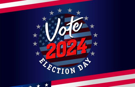 Vote 2024, Election day USA flags banner. November 5, Presidential Election US. Vector illustration