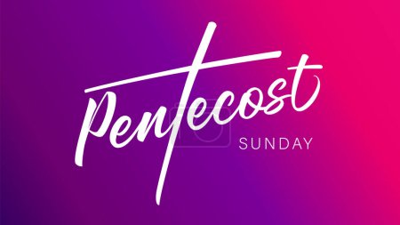 Pentecôte dimanche calligraphie web slide. La puissance du Saint-Esprit concept créatif pour le service de l'église. Illustration vectorielle