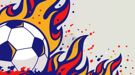 Inspiraciones de diseño de torneos de fútbol, pelota en llamas. Fondo deportivo creativo para competiciones de fútbol o mesas de liga. Ilustración vectorial