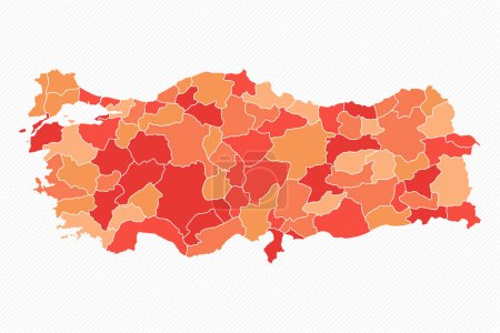 Ilustración colorida del mapa dividido de Turquía