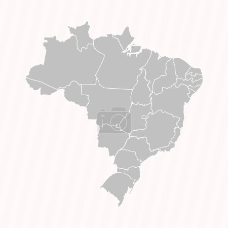 Illustration for Detailed Map of Brazil With States and Cities - Royalty Free Image