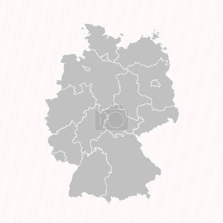 Téléchargez les illustrations : Carte détaillée de l'Allemagne avec les États et les villes - en licence libre de droit